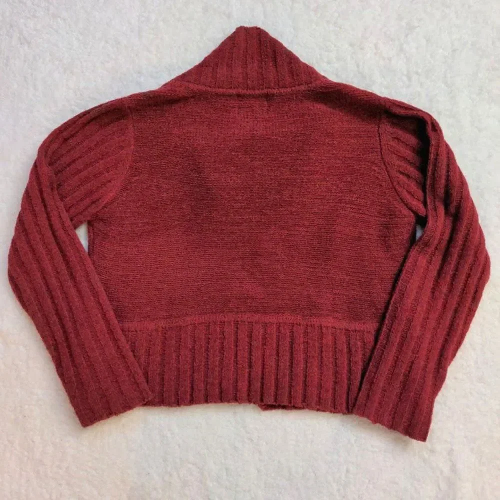 Curio Knit Cardigan Sweater Pink Ribbed Open Front Winter Soft Cozy Art XL